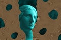 Modern conceptual art poster with ancient statue of bust of Venus. Collage of contemporary art.
