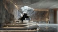 modern concert hall with piano on center stage Royalty Free Stock Photo