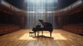 modern concert hall with piano on center stage Royalty Free Stock Photo