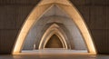Modern concrete arched hallway with dramatic lighting and repeating geometric patterns Royalty Free Stock Photo
