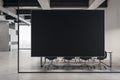 Modern concrete meeting room office interior with empty black mock up banner. Workplace concept. Royalty Free Stock Photo