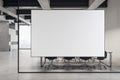 Modern concrete meeting room office interior with empty white mock up banner. Workplace concept. Royalty Free Stock Photo