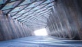 Modern concrete tunnel with skylight perspective