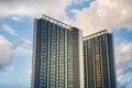 Modern condominium , apartment building with blue sky background Royalty Free Stock Photo