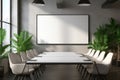 Modern conference room with a blank TV screen, perfect for business presentations Royalty Free Stock Photo