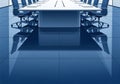Conference room featuring a long, rectangular table surrounded by Royalty Free Stock Photo