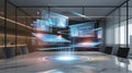 Modern conference room with interactive holographic displays Royalty Free Stock Photo