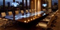 Modern Conference Room with Interactive Table City View