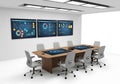 Modern conference room with interactive table and multiple screens Royalty Free Stock Photo