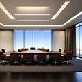 Modern conference and seminar room interior, office business workplace, meeting boardroom, generative ai Royalty Free Stock Photo