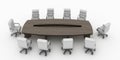 Modern conference table with chairs isolated