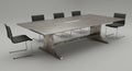 Modern conference table with a rectangular, stainless steel surface. It includes a Royalty Free Stock Photo