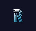 R Alphabet Connection Logo Design Concept