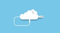 Cloud Computing. USB Cable Links Cloud in Minimalistic Design AI Generated Illustration Royalty Free Stock Photo