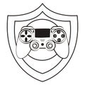 Modern console gamepad shield emblem
