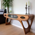 Mid Century Modern Console Table With Clock And Shelving Royalty Free Stock Photo