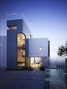 Modern construction with blueprint design accents