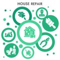 Modern Construction Infographic design template with icons. House repair Infographic visualization in bubble design on