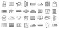 Modern construction materials icons set, outline style Royalty Free Stock Photo