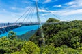 Modern construction - Sky bridge on Langkawi island. Adventure holiday. Tourist attraction of Malaysia