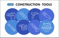 Modern construction tools Infographic design template. Building inphographic visualization with eight steps circle