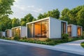 Modern Container Homes in a Green Setting Tranquil Eco Friendly Living Royalty Free Stock Photo
