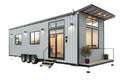Modern container Tiny House on Wheels, isolated on white background - generated by ai Royalty Free Stock Photo