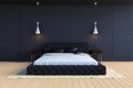 Modern contemporary bedroom interior in black and white color