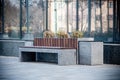 Modern contemporary bench in city, outdoor.