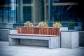 Modern contemporary bench in city, outdoor.