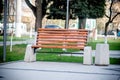 Modern contemporary bench in city, outdoor.