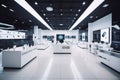 Modern Contemporary Interior of Consumer Electronics Store with a Sleek Design and a Futuristic Vibe. Generative AI