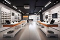 Modern Contemporary Interior of Consumer Electronics Store with a Sleek Design and a Futuristic Vibe. Generative AI