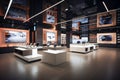 Modern Contemporary Interior of Consumer Electronics Store with a Sleek Design and a Futuristic Vibe. Generative AI