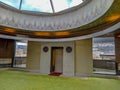 Modern contemporary interior mosque masjid architecture with oriental design and glass dome and Arabic calligraphy decoration