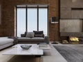 Modern contemporary loft design living room apartment interior Royalty Free Stock Photo