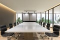 Modern contemporary meeting room interior with empty white board 3d render