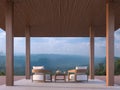 Modern contemporary pavilion with mountain view 3d render