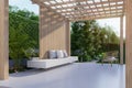 Modern contemporary style wooden pavilion with garden view 3d render