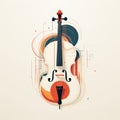 Modern Contrast Line Illustration Of Cello On White Background