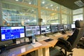 Modern control centre with screens for monitoring and operating Royalty Free Stock Photo