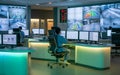 A Modern Control Room Features Multiple Computer Screens Royalty Free Stock Photo
