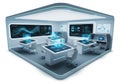 Modern control room with interactive tables Royalty Free Stock Photo