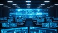 Modern Control Room with Multiple Monitors and Data Visualization Royalty Free Stock Photo