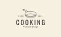 Modern cooking frying pan lines logo design vector icon symbol illustration Royalty Free Stock Photo