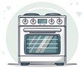 Modern Cooking Range White Oven and Stove Appliance Icon with Control Knobs and Digital Display Royalty Free Stock Photo