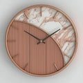 Modern Copper and Marble Wall Clock on a White Background Royalty Free Stock Photo