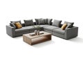 Modern corner sectional sofa with decorative pillows Royalty Free Stock Photo