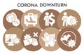 Modern corona downturn Infographic design template with icons. Global covid-19 coronavirus outbreak Infographic Royalty Free Stock Photo