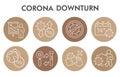 Modern corona downturn Infographic design template with icons. Global covid-19 coronavirus outbreak Infographic Royalty Free Stock Photo